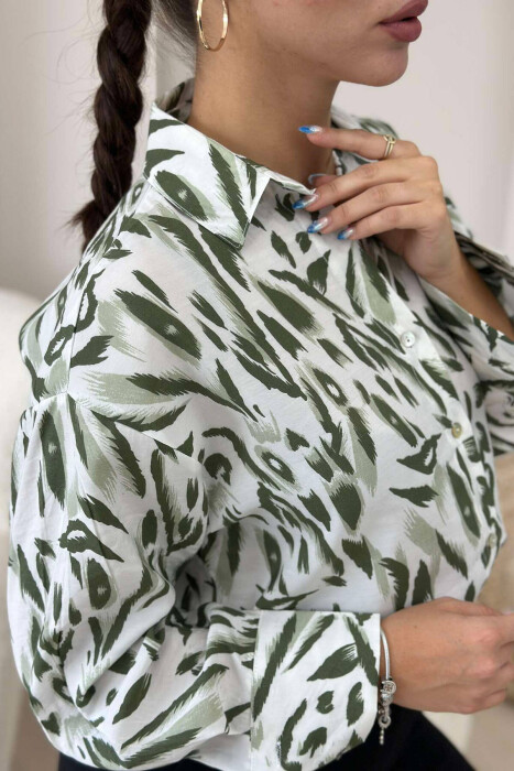 ABSTRACT PATTERN DESIGN WOMEN SHIRT GREEN/JESHILE - 2