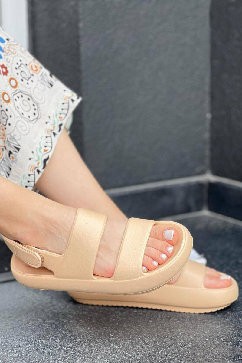 ADJUSTABLE STRAPS ONE COLOR WOMAN SANDALS BEIGE/BEZHE - 2