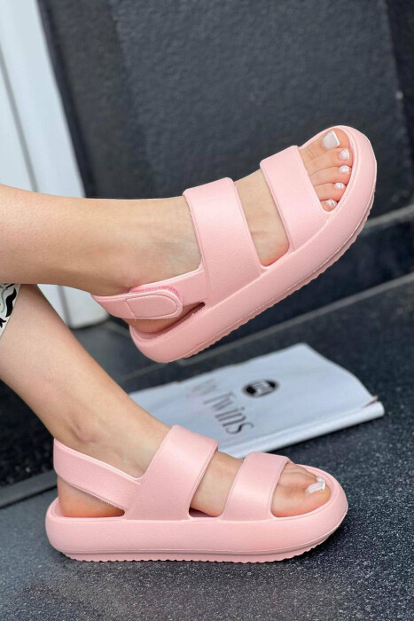 ADJUSTABLE STRAPS ONE COLOR WOMAN SANDALS POWDER/PUDER - 1