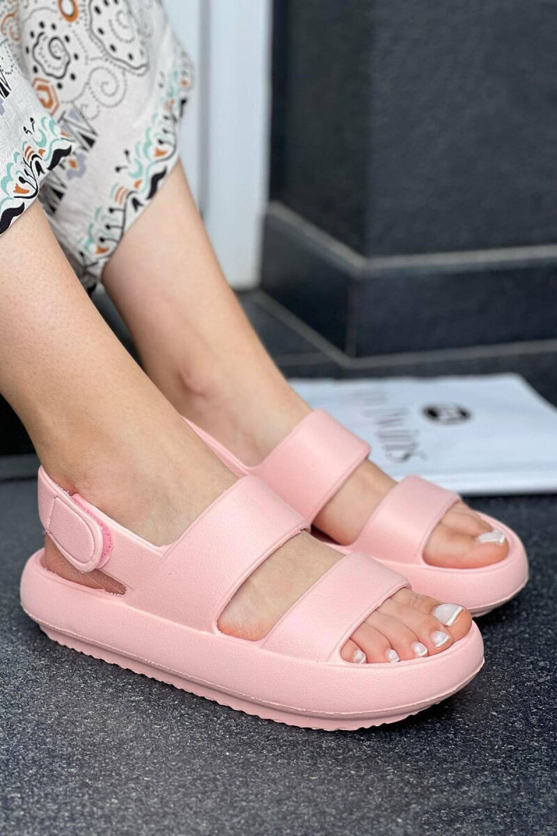 ADJUSTABLE STRAPS ONE COLOR WOMAN SANDALS POWDER/PUDER - 2