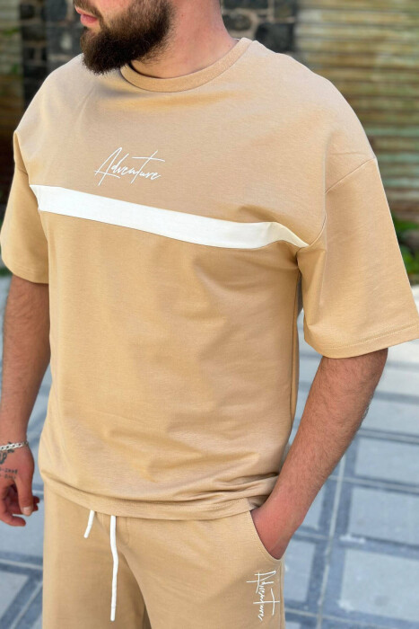 ADVENTURE COTTON MEN SWEATSUIT SET BEIGE/BEZHE - 3
