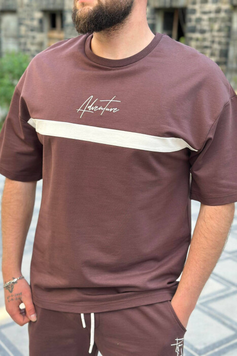 ADVENTURE COTTON MEN SWEATSUIT SET DARK BROWN/KAE - 3