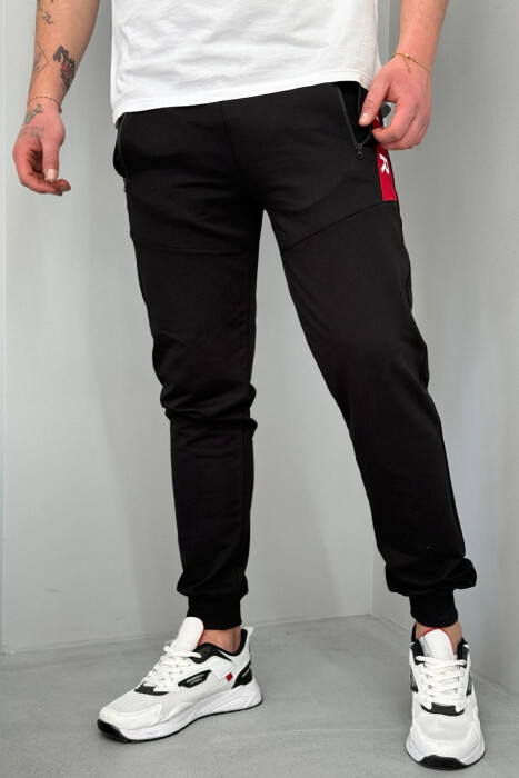 AIR COTTON ONE COLOR MEN SWEATPANTS BLACK/ E ZEZE 