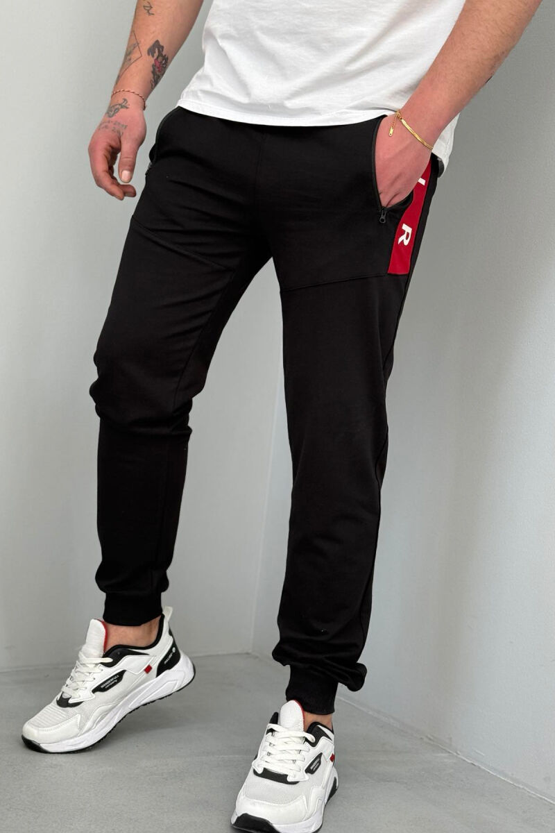 AIR COTTON ONE COLOR MEN SWEATPANTS BLACK/ E ZEZE - 3