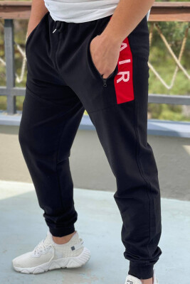 AIR COTTON ONE COLOR MEN SWEATPANTS BLACK/ E ZEZE 