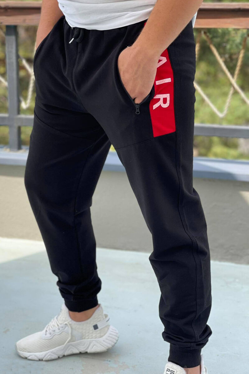 AIR COTTON ONE COLOR MEN SWEATPANTS BLACK/ E ZEZE - 1