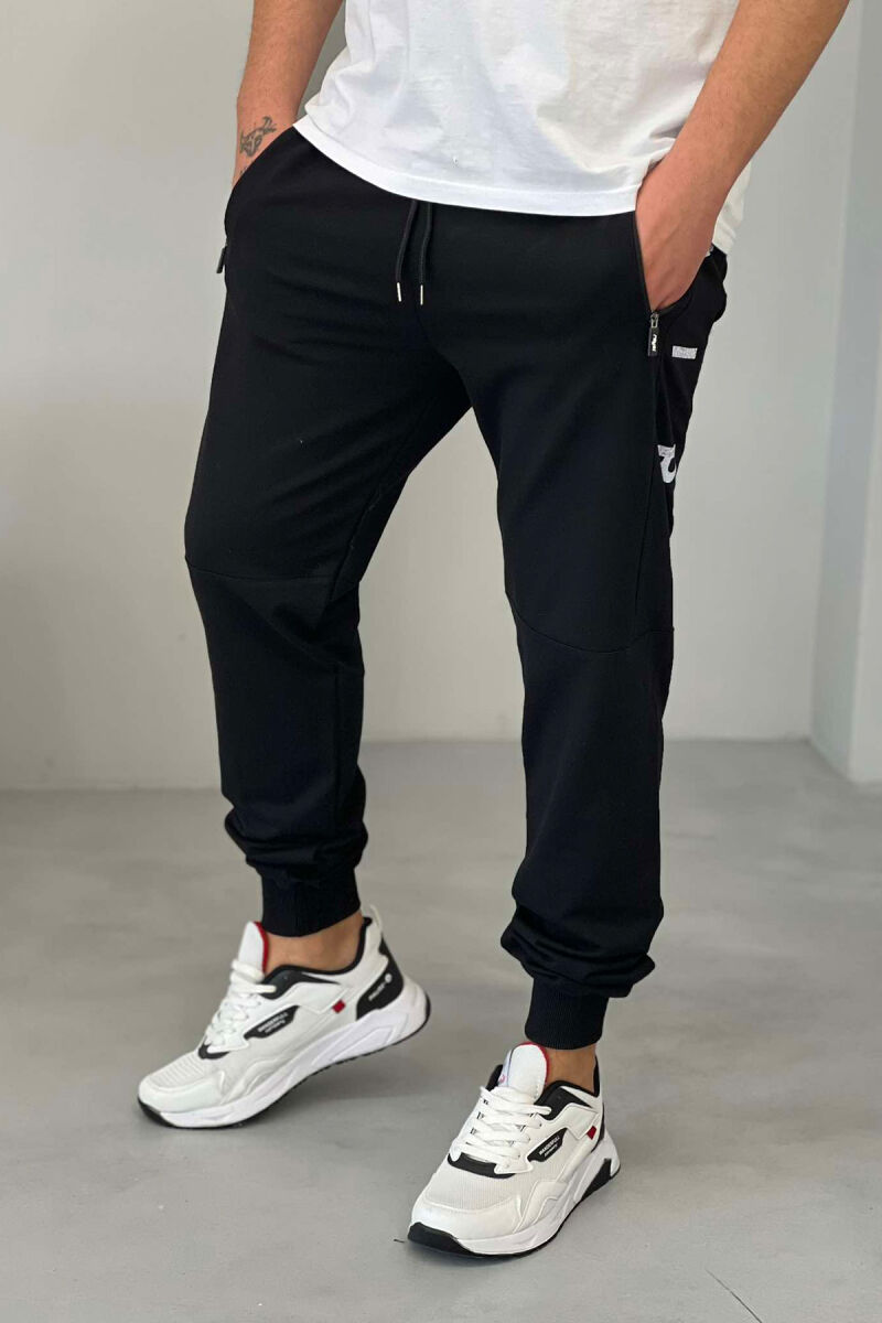 AIR WRITTING ONE COLOR MEN SWEATPANTS BLACK/ E ZEZE - 1