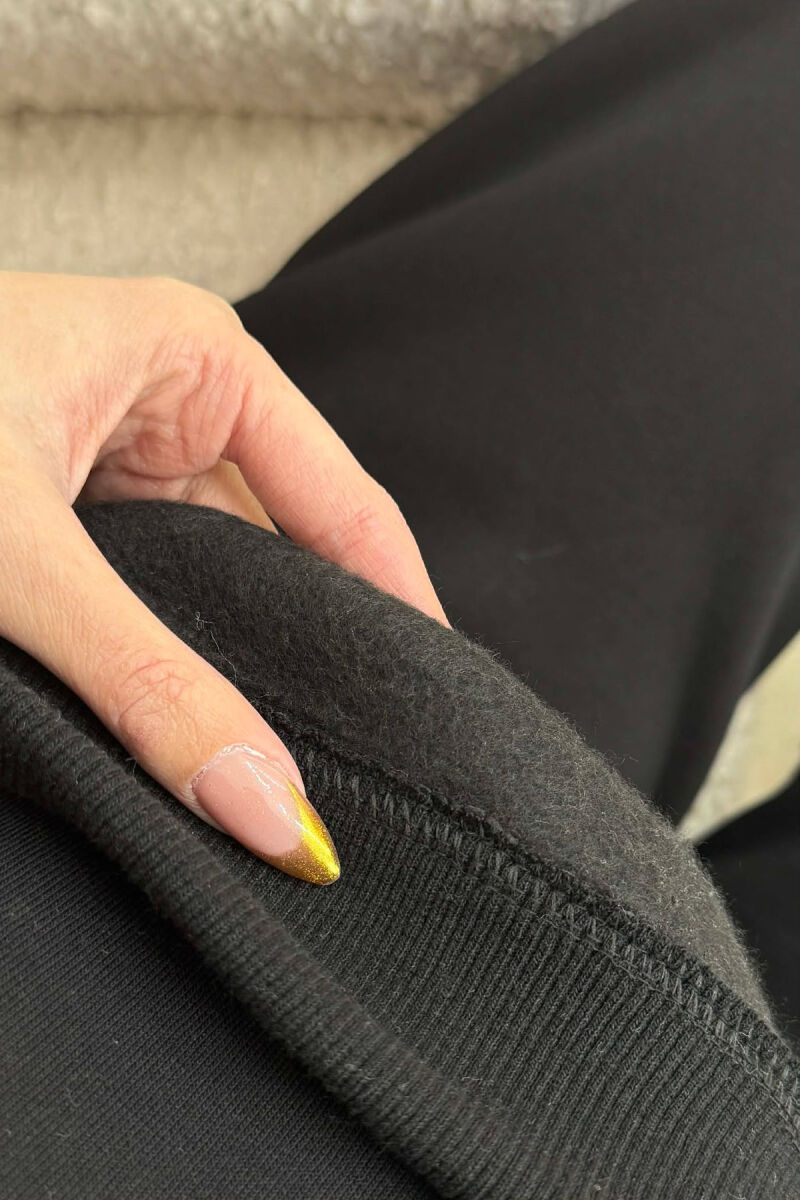 ALO CROPPED SWEATSHIRT+SWEATPANTS FLUFFY WOMEN SET BLACK/ E ZEZE - 4