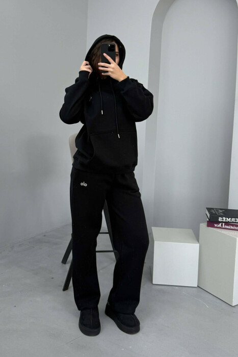 ALO HOODIE+SWEATPANTS FLUFFY WOMEN SET BLACK/ E ZEZE - 2