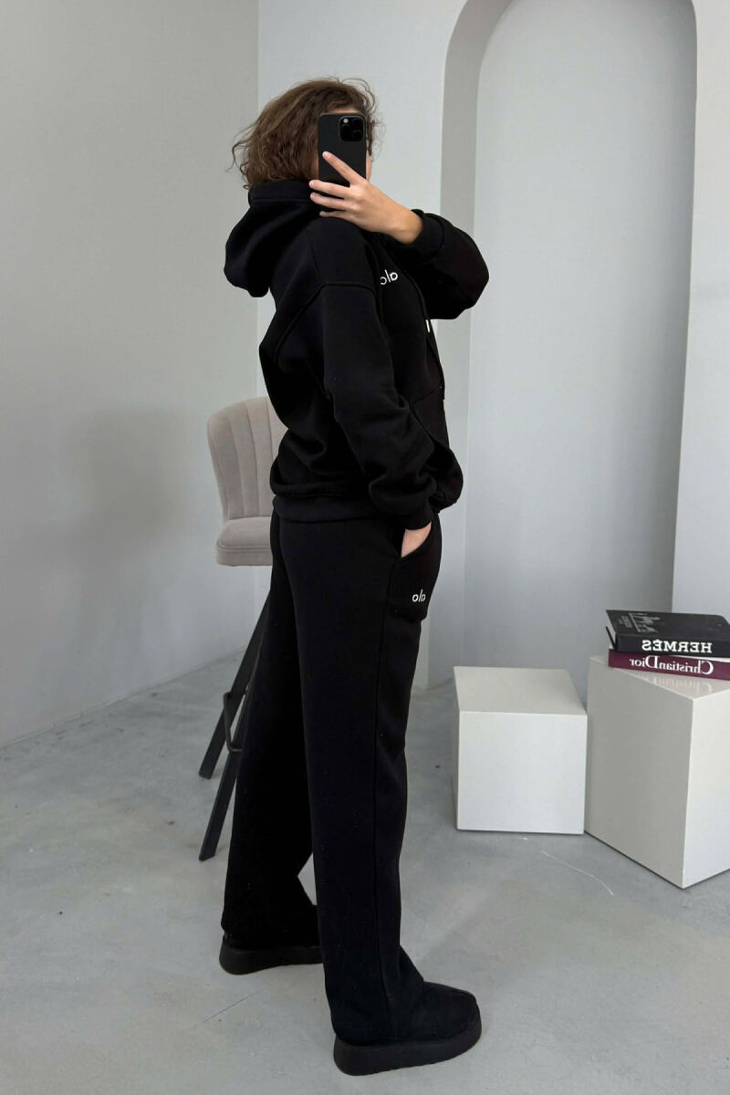 ALO HOODIE+SWEATPANTS FLUFFY WOMEN SET BLACK/ E ZEZE - 3