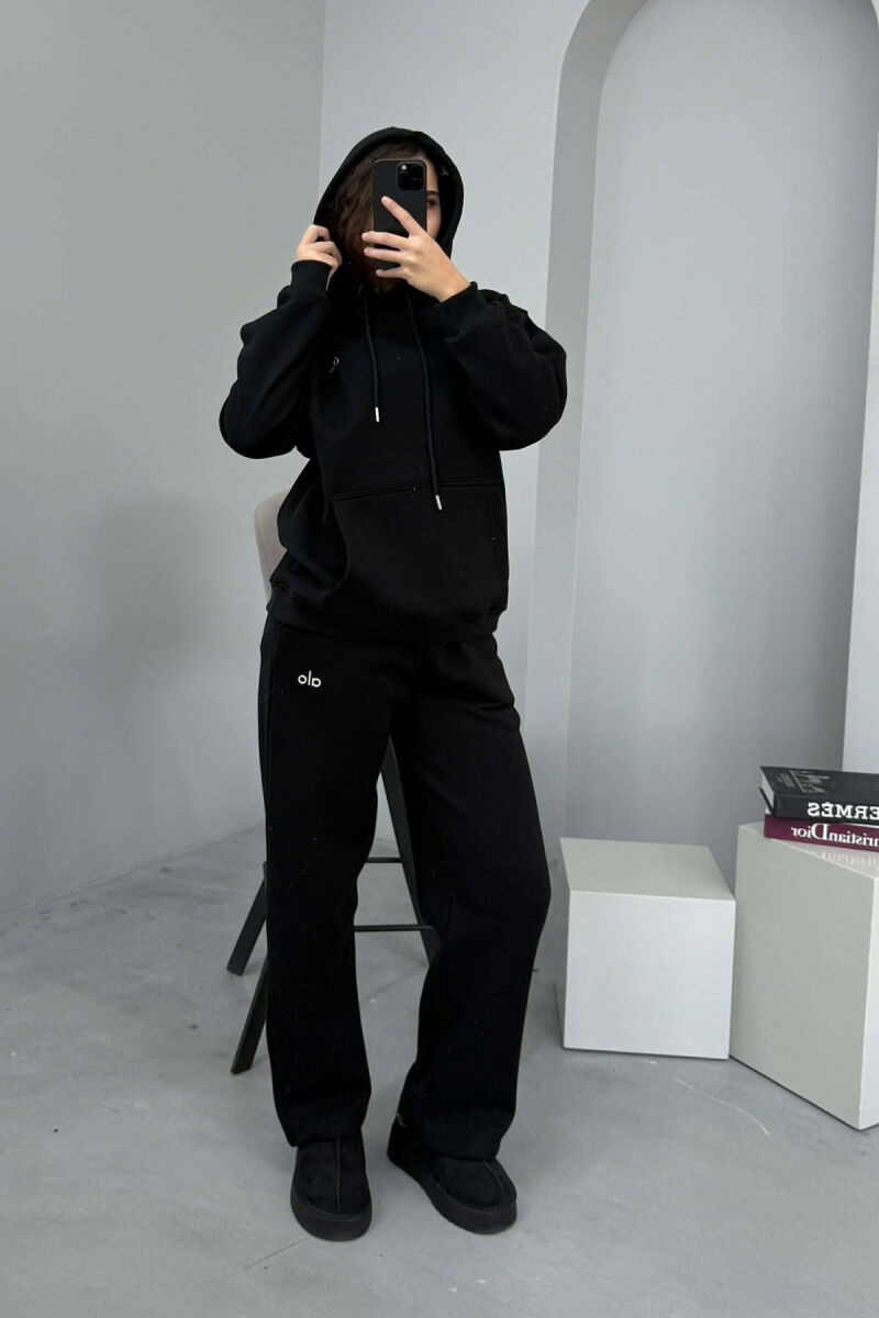 ALO HOODIE+SWEATPANTS FLUFFY WOMEN SET BLACK/ E ZEZE - 2