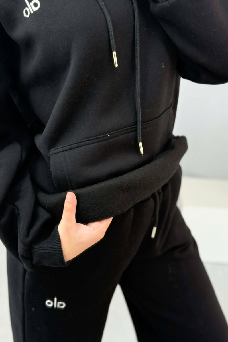 ALO HOODIE+SWEATPANTS FLUFFY WOMEN SET BLACK/ E ZEZE - 5