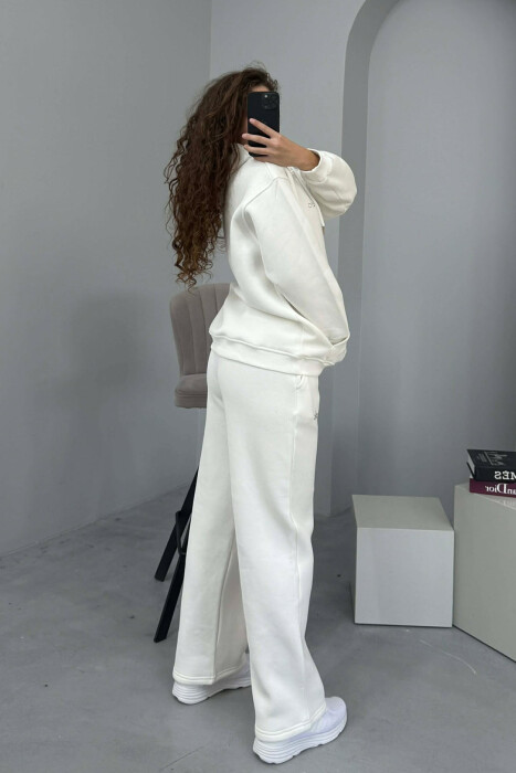 ALO HOODIE+SWEATPANTS FLUFFY WOMEN SET WHITE-E BARDHE - 3