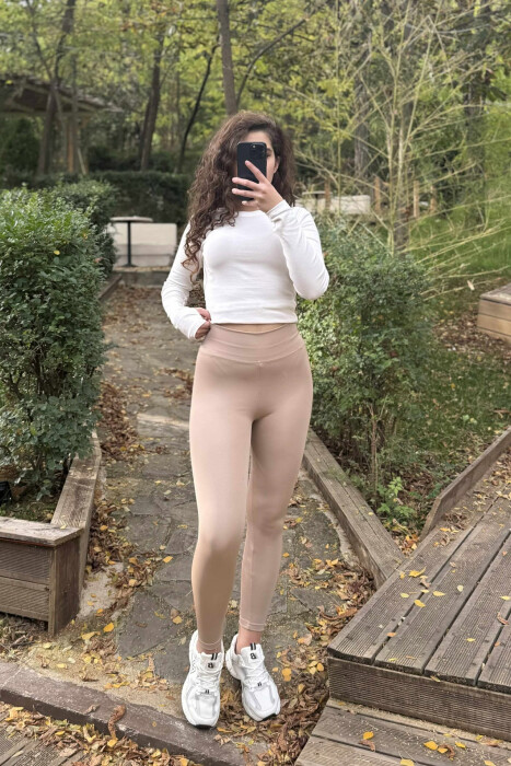 ALO SIMPLE WOMAN LEGGINGS BEIGE/BEZHE - KLAUDIO FASHION