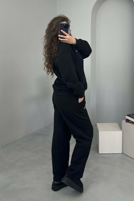 ALO SWEATSHIRT+SWEATPANTS FLUFFY WOMEN SET BLACK/ E ZEZE - 3