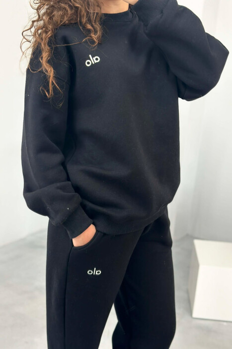 ALO SWEATSHIRT+SWEATPANTS FLUFFY WOMEN SET BLACK/ E ZEZE - 4
