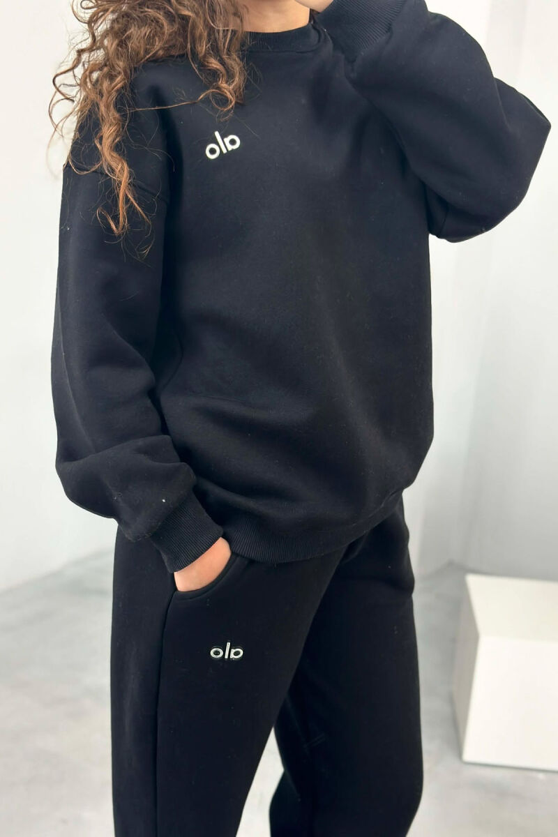 ALO SWEATSHIRT+SWEATPANTS FLUFFY WOMEN SET BLACK/ E ZEZE - 4
