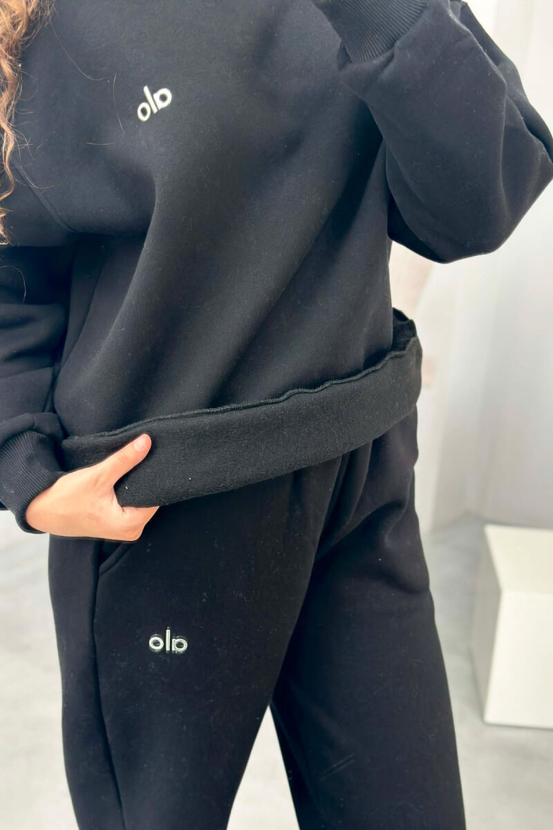 ALO SWEATSHIRT+SWEATPANTS FLUFFY WOMEN SET BLACK/ E ZEZE - 5