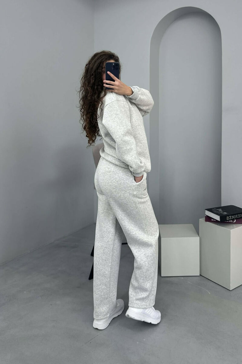 ALO SWEATSHIRT+SWEATPANTS FLUFFY WOMEN SET LIGHT GREY/GZ - 2