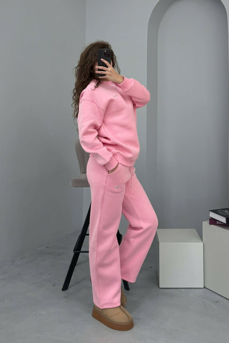 ALO SWEATSHIRT+SWEATPANTS FLUFFY WOMEN SET PINK/ROZE - 2