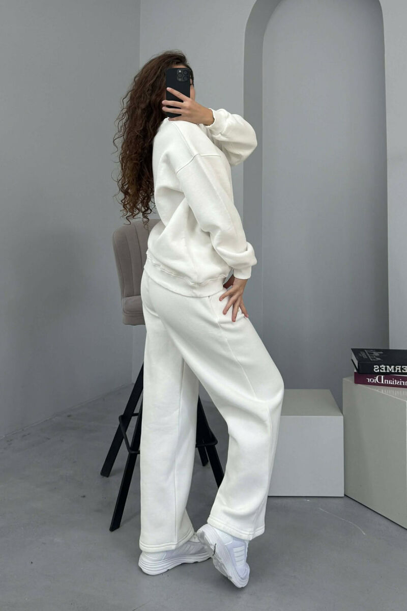 ALO SWEATSHIRT+SWEATPANTS FLUFFY WOMEN SET WHITE-E BARDHE - 3