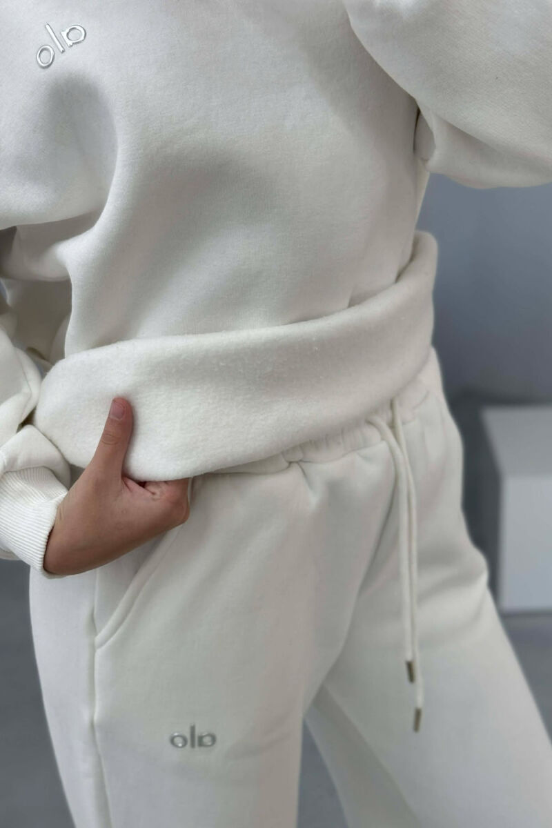 ALO SWEATSHIRT+SWEATPANTS FLUFFY WOMEN SET WHITE-E BARDHE - 2