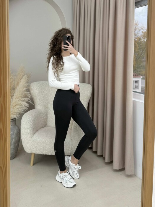ALO WRITTING SIMPLE WOMEN LEGGINGS BLACK/ E ZEZE - 2