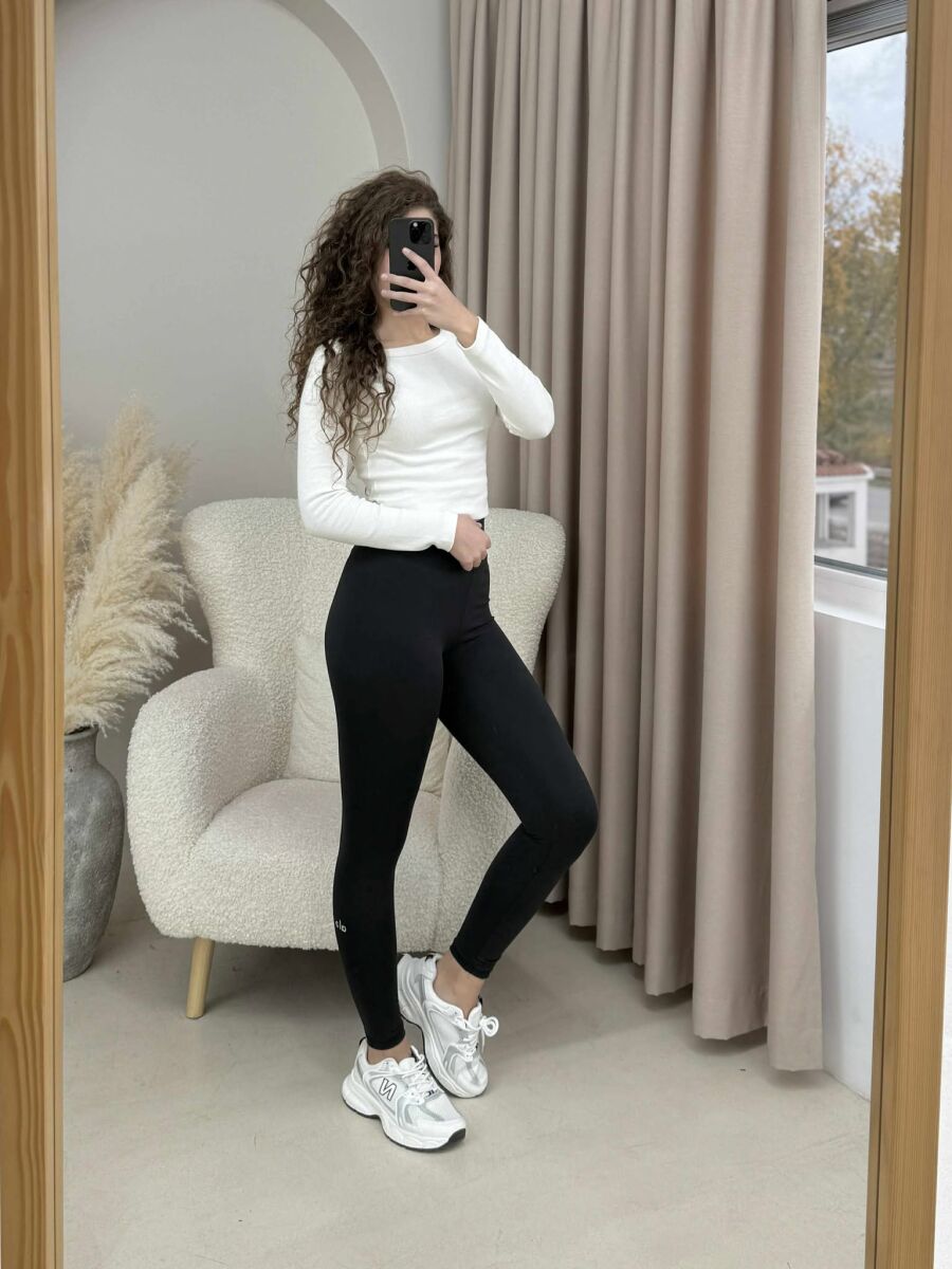 ALO WRITTING SIMPLE WOMEN LEGGINGS BLACK/ E ZEZE - 2