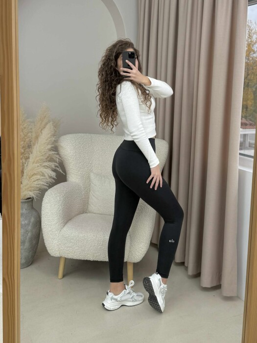 ALO WRITTING SIMPLE WOMEN LEGGINGS BLACK/ E ZEZE - 4