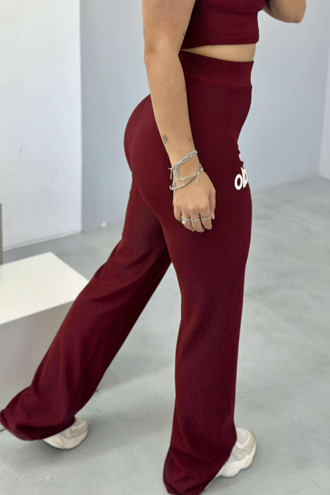 ALO WRITTING T-SHIRT+TROUSERS WOMEN SET BURGUNDY/VISHNJE - 5