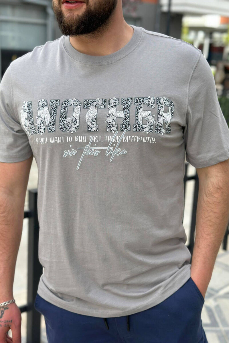 ANOTHER ROUND NECK COTTON MEN T-SHIRT GREY/GRI - 1