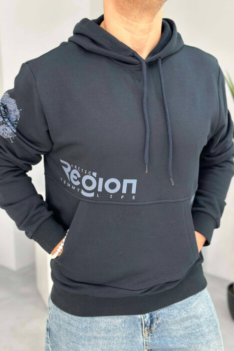 ARCTIC DESIGN MEN HOODIE DARK BLUE/BEE - KLAUDIO FASHION