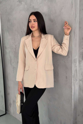 ARM BADGE SIMPLE WOMEN JACKET BEIGE/BEZHE 