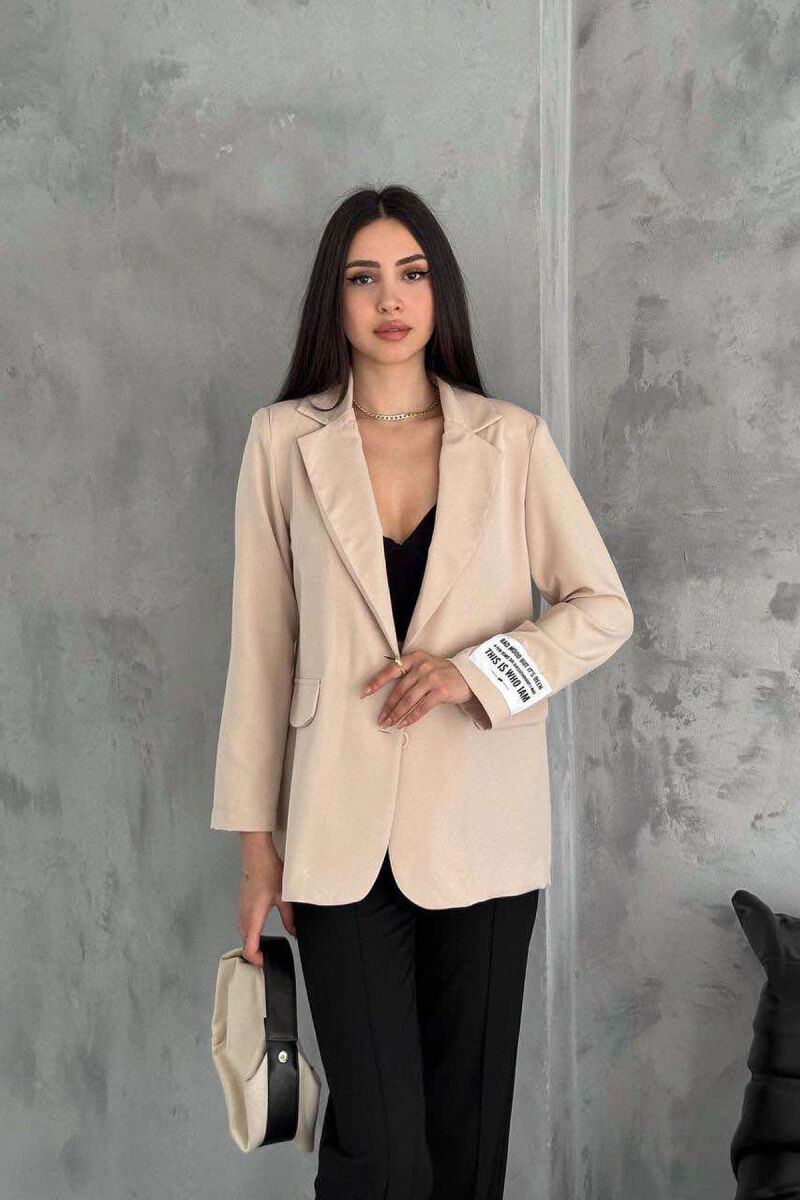 ARM BADGE SIMPLE WOMEN JACKET BEIGE/BEZHE - 3