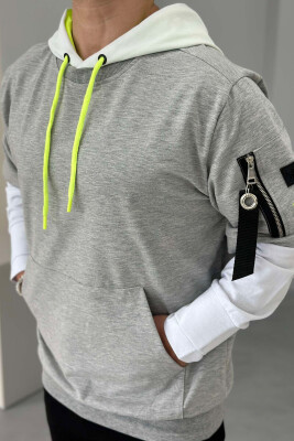 ARM POCKET DETAIL MEN HOODIE LIGHT GREY/GZ 