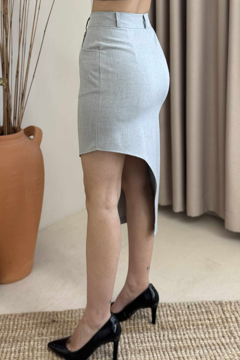 ASYMMETRICAL SIDES ONE COLOR WOMEN SKIRT GREY/GRI - 4