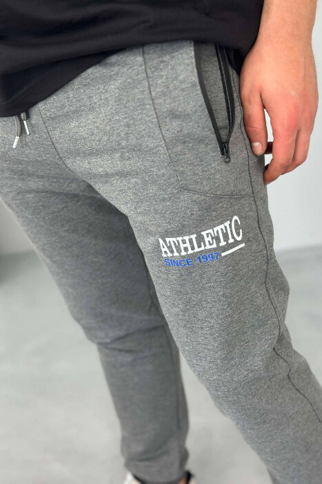 ATHLETIC MEN SWEATPANTS IN DARK GREY COLOR - 3