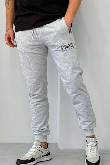 ATHLETIC MEN SWEATPANTS IN LIGHT GREY COLOR - 3