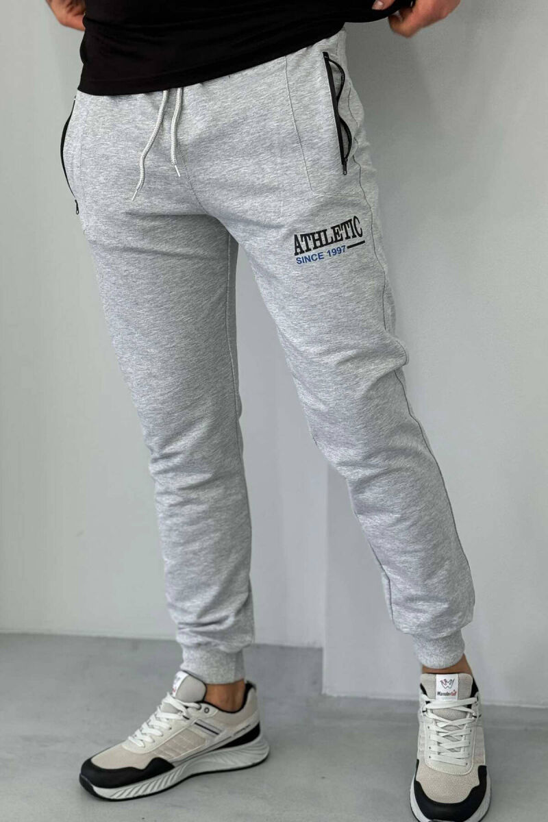 ATHLETIC MEN SWEATPANTS IN LIGHT GREY COLOR - 4