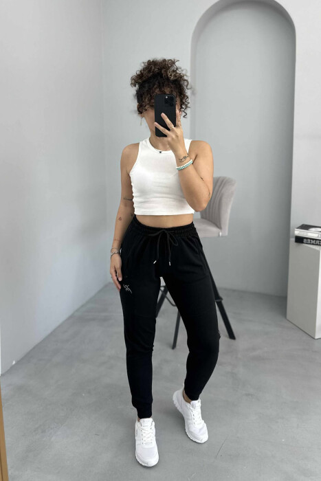 ATHLETICS WRITTING ONE COLOR WOMEN JOGGERS BLACK/ E ZEZE - 3