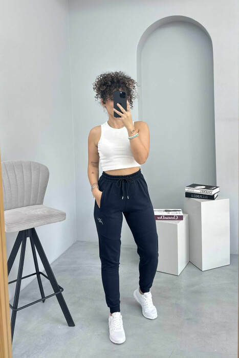 ATHLETICS WRITTING ONE COLOR WOMEN JOGGERS DARK BLUE/BEE 