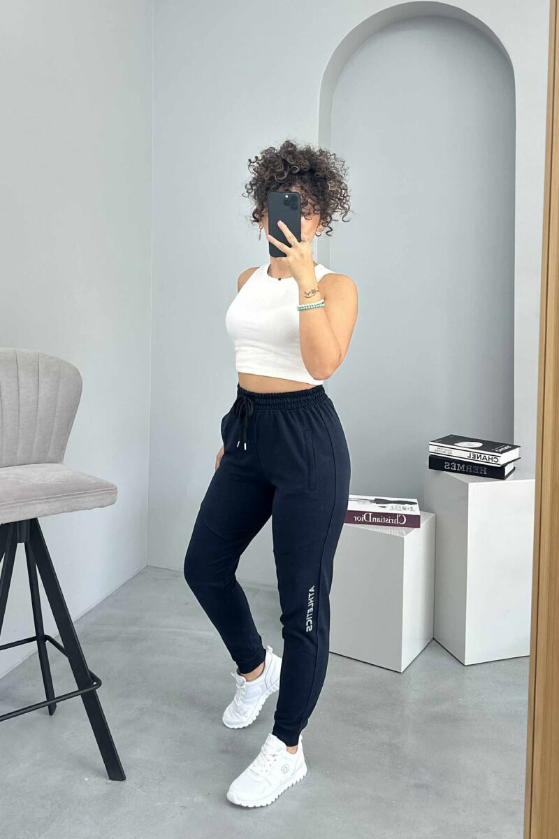 ATHLETICS WRITTING ONE COLOR WOMEN JOGGERS DARK BLUE/BEE - 3