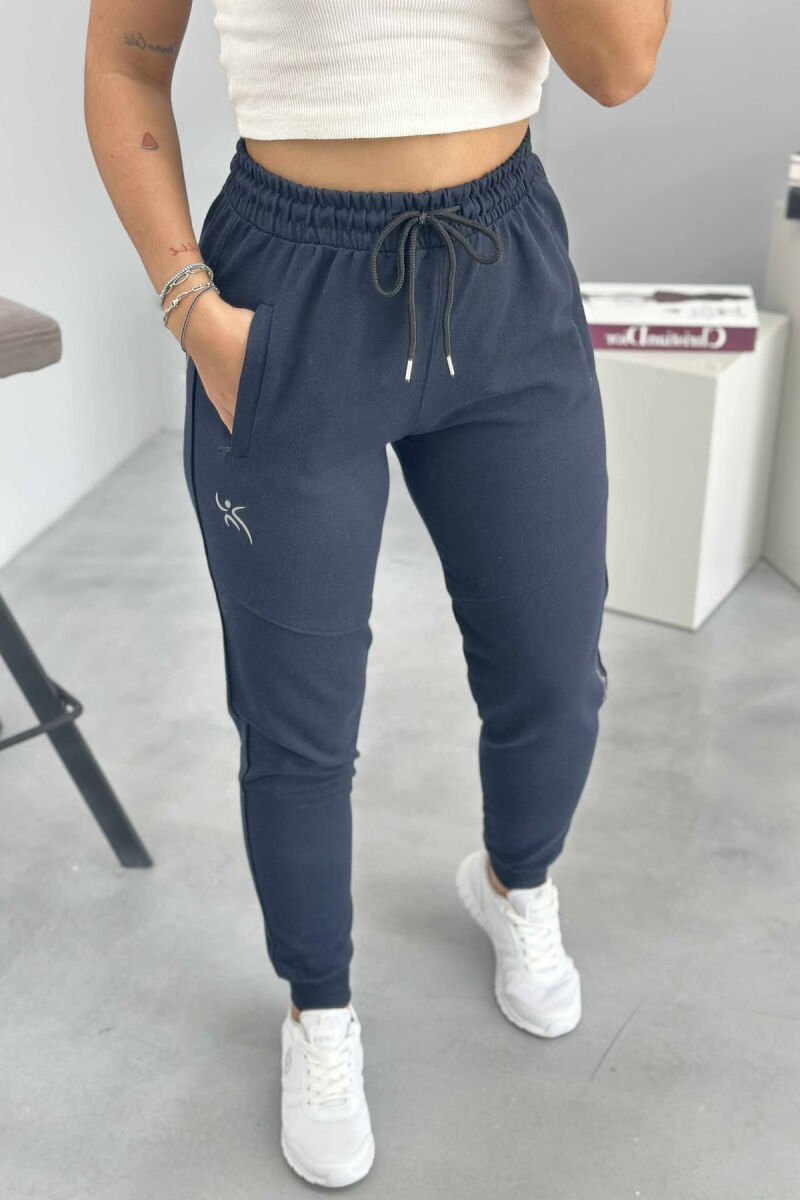 ATHLETICS WRITTING ONE COLOR WOMEN JOGGERS DARK BLUE/BEE - 4