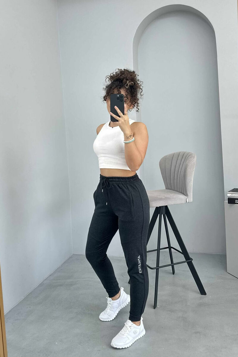 ATHLETICS WRITTING ONE COLOR WOMEN JOGGERS DARK GREY/GEE - 3
