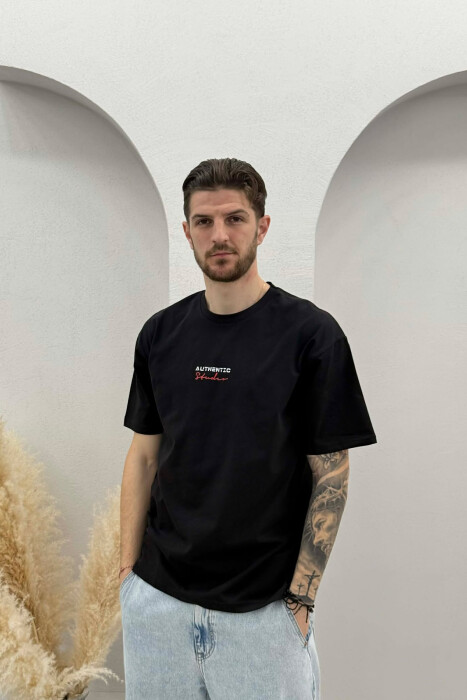 AUTHENTIC FRONT WRITTINGS MEN T-SHIRT BLACK/ E ZEZE 