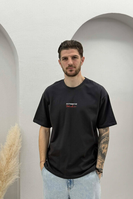 AUTHENTIC FRONT WRITTINGS MEN T-SHIRT DARK GREY/GEE 