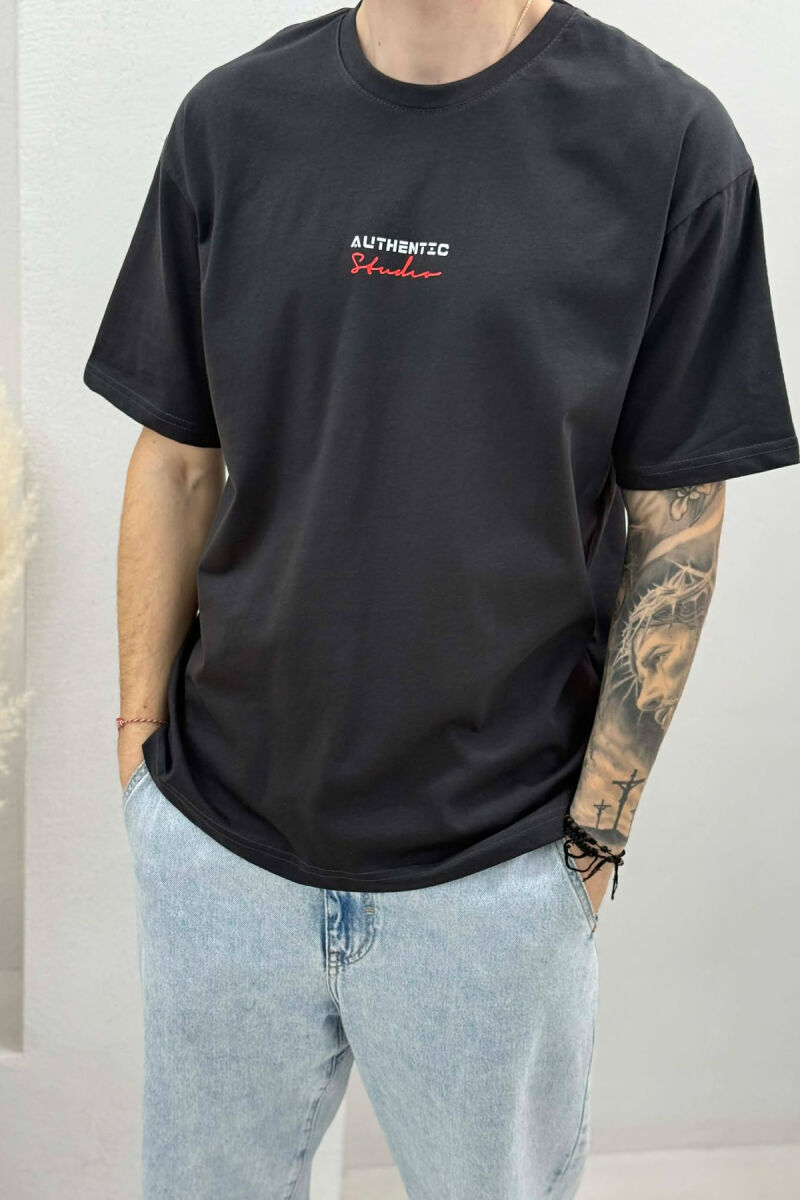 AUTHENTIC FRONT WRITTINGS MEN T-SHIRT DARK GREY/GEE - 2