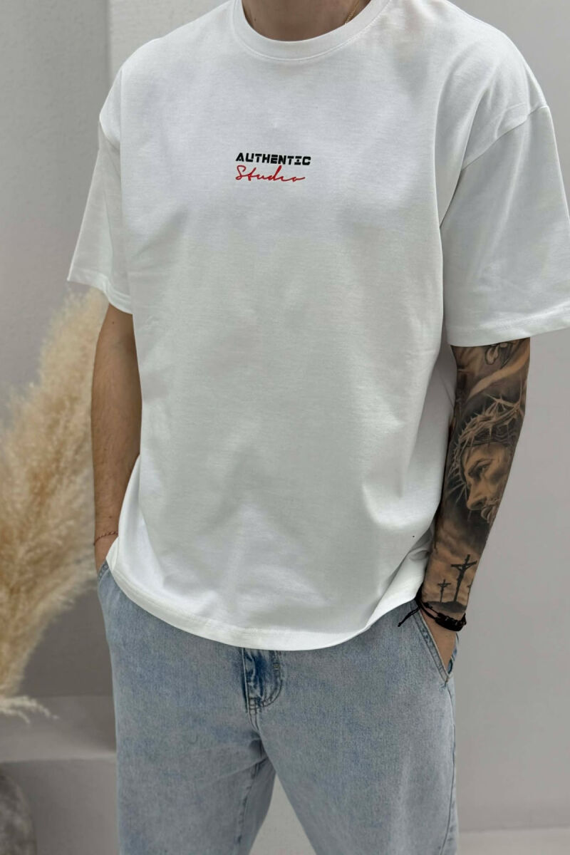 AUTHENTIC FRONT WRITTINGS MEN T-SHIRT WHITE-E BARDHE - 2