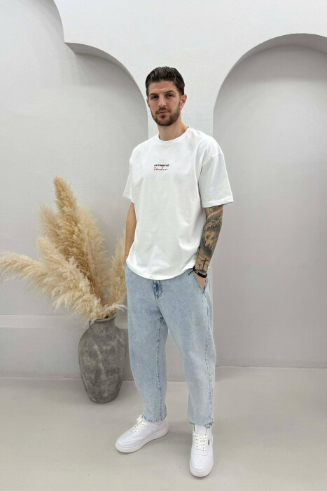 AUTHENTIC FRONT WRITTINGS MEN T-SHIRT WHITE-E BARDHE - 3