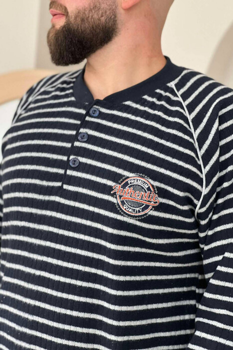 AUTHENTIC LOGO STRIPE MEN PYJAMAS GREY-BLUEBLGR - 2